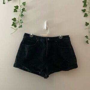 Black jean shorts